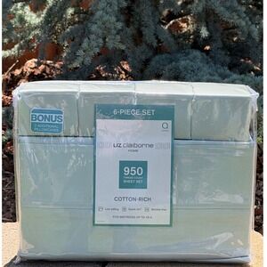 Liz Claiborne Home 950 Thread Count 6-Piece Queen Sheet Set Mint Green Cotton